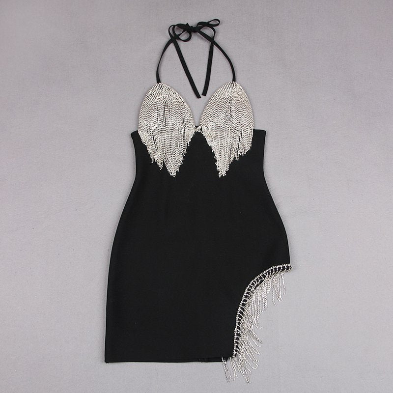 White Beaded Fringe Mini Dress H6047