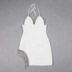 White Beaded Fringe Mini Dress H6047