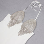 White Beaded Fringe Mini Dress H6047