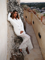 White Blazer Sequin Mermaid Gown H7033
