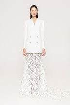 White Blazer Sequin Mermaid Gown H7033
