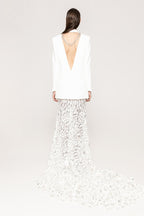 White Blazer Sequin Mermaid Gown H7033