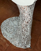 White Blazer Sequin Mermaid Gown H7033