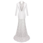 White Blazer Sequin Mermaid Gown H7033