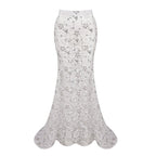 White Blazer Sequin Mermaid Gown H7033