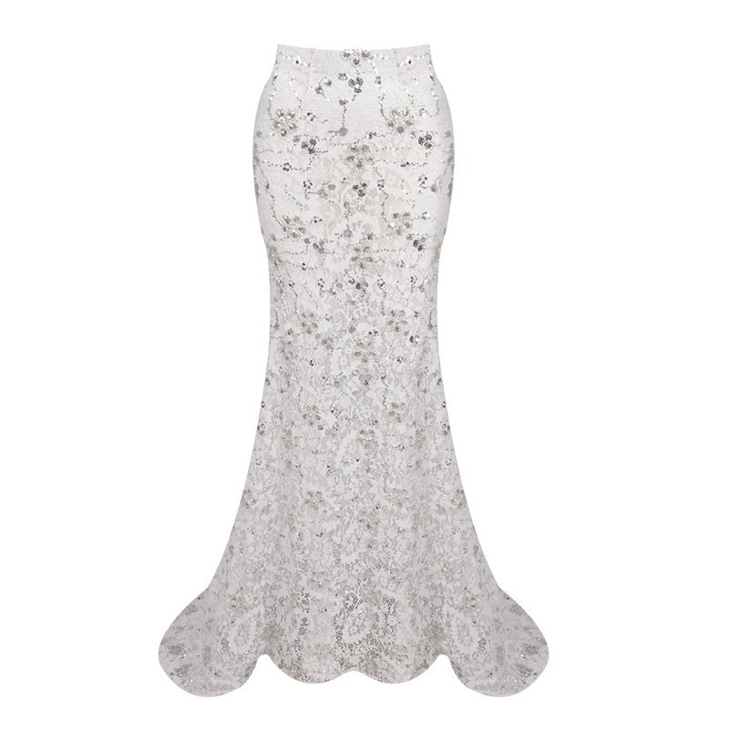 White Blazer Sequin Mermaid Gown H7033
