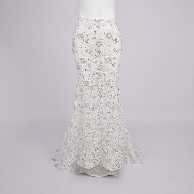 White Blazer Sequin Mermaid Gown H7033