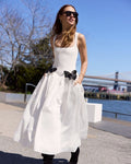 White Butterfly Applique Midi Dress H6831