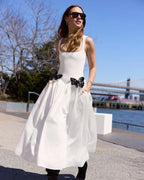 White Butterfly Applique Midi Dress H6831