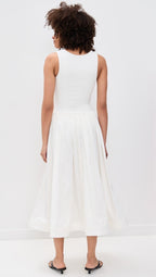 White Butterfly Applique Midi Dress H6831