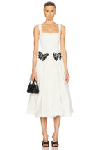 White Butterfly Applique Midi Dress H6831
