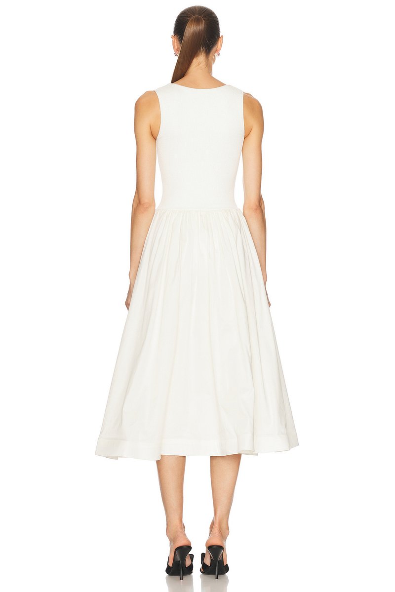 White Butterfly Applique Midi Dress H6831