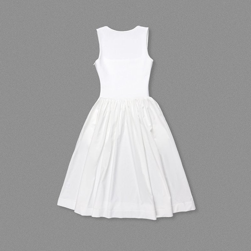 White Butterfly Applique Midi Dress H6831
