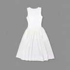 White Butterfly Applique Midi Dress H6831