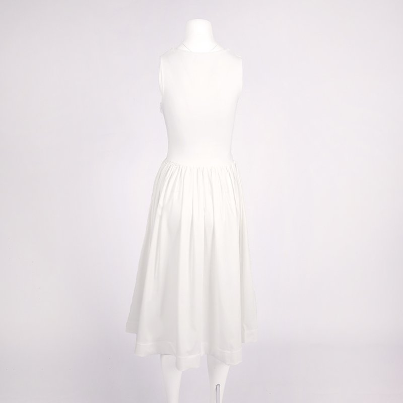 White Butterfly Applique Midi Dress H6831