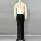 White Corset Black Mermaid Dress H6815