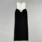 White Corset Black Mermaid Dress H6815