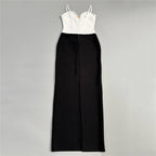 White Corset Black Mermaid Dress H6815