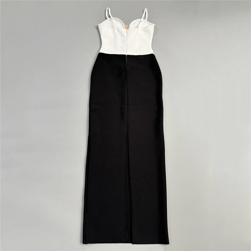 White Corset Black Mermaid Dress H6815