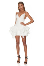 White Corset Ruffle Mini Dress H3188