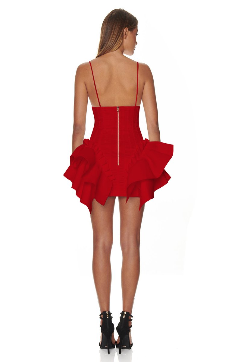 White Corset Ruffle Mini Dress H3188