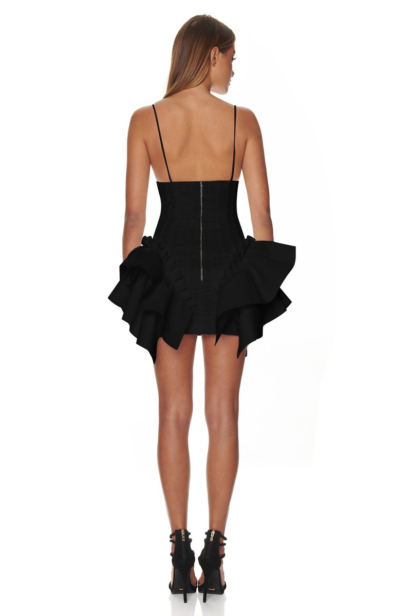 White Corset Ruffle Mini Dress H3188