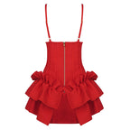 White Corset Ruffle Mini Dress H3188