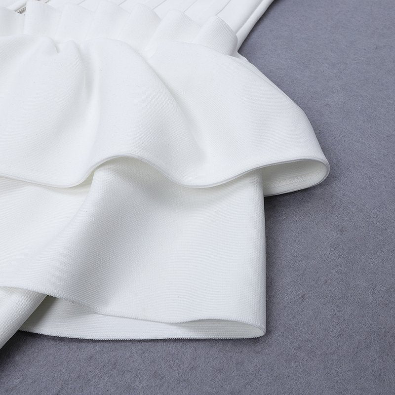 White Corset Ruffle Mini Dress H3188