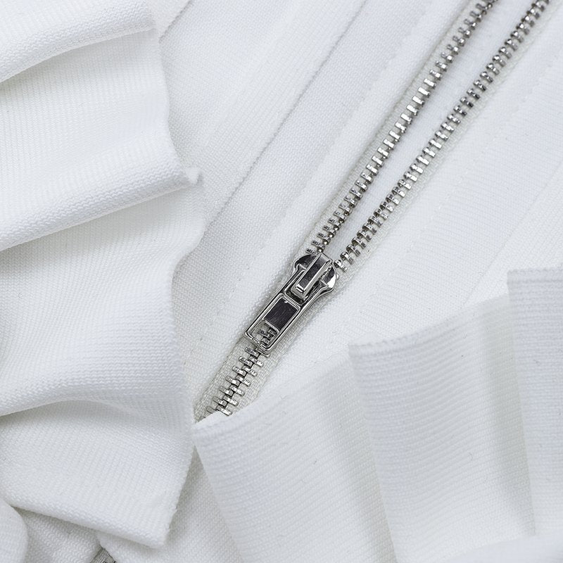 White Corset Ruffle Mini Dress H3188
