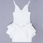 White Corset Ruffle Mini Dress H3188