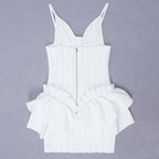 White Corset Ruffle Mini Dress H3188