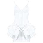 White Corset Ruffle Mini Dress H3188