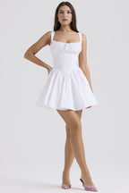 White Corset Strap Mini Dress H6290