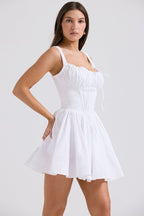 White Corset Strap Mini Dress H6290