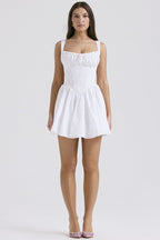 White Corset Strap Mini Dress H6290