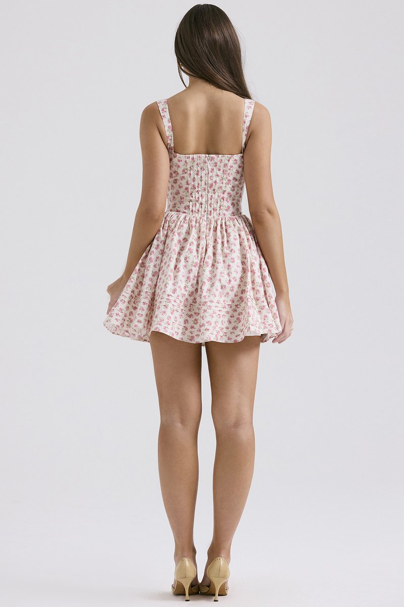 White Corset Strap Mini Dress H6290
