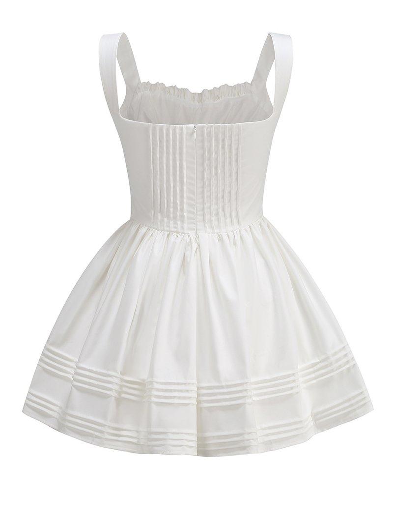 White Corset Strap Mini Dress H6290
