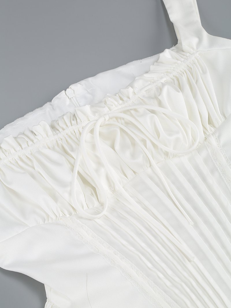 White Corset Strap Mini Dress H6290