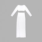 White Cropped Top & High-Slit Skirt Set H6211