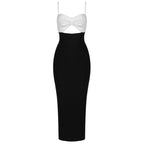 White Cut-Out Black Bandage Midi Dress H3337