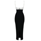 White Cut-Out Black Bandage Midi Dress H3337
