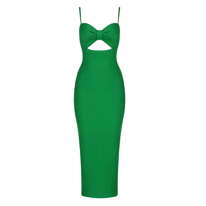 White Cut-Out Black Bandage Midi Dress H3337