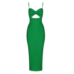 White Cut-Out Black Bandage Midi Dress H3337