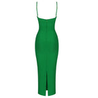 White Cut-Out Black Bandage Midi Dress H3337