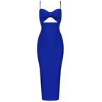 White Cut-Out Black Bandage Midi Dress H3337