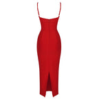 White Cut-Out Black Bandage Midi Dress H3337