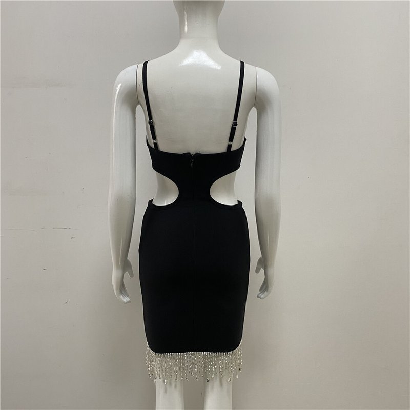 White Cutout Fringe Bodycon Dress H4848