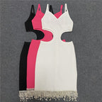 White Cutout Fringe Bodycon Dress H4848