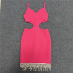 White Cutout Fringe Bodycon Dress H4848