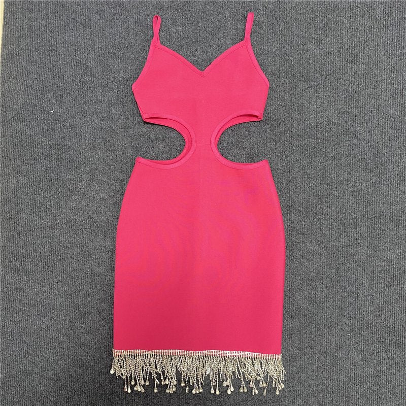 White Cutout Fringe Bodycon Dress H4848